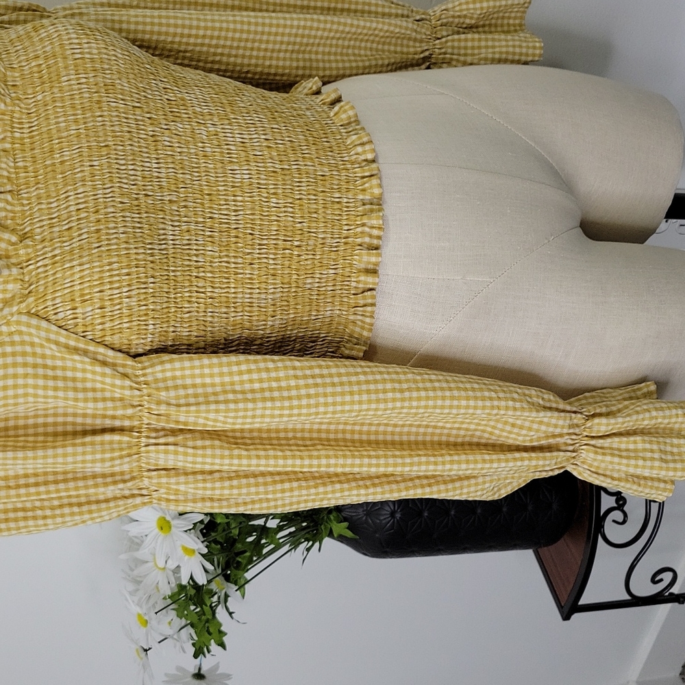 Urban Outfitters Shirred Peasant Cropped Top SZ S - Picture 3 of 10